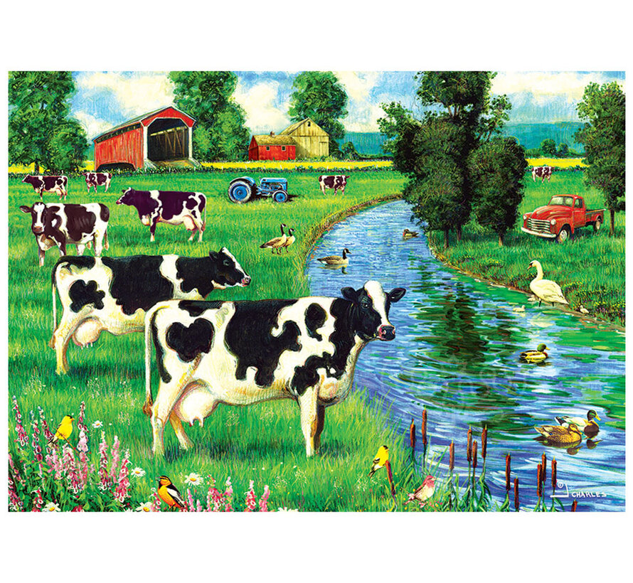 Cobble Hill Cow Stream Tray Puzzle 35pcs