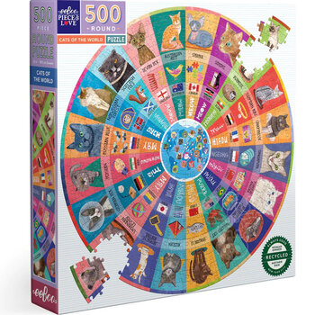 EeBoo eeBoo Cats of the World Round Puzzle 500pcs