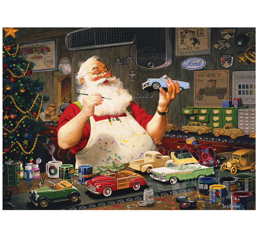 Cobble Hill Santa Painting Cars Puzzle 1000pcs