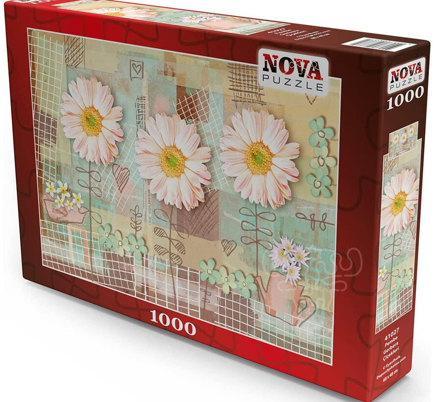 FINAL SALE Nova Pink Gerbera Flowers Puzzle 1000pcs ONLINE ORDER ONLY