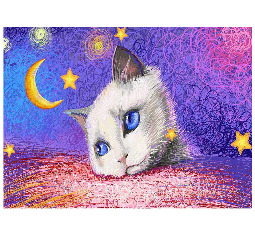 FINAL SALE Nova Under the Stars - White Cat Puzzle 1000pcs ONLINE ORDER ONLY