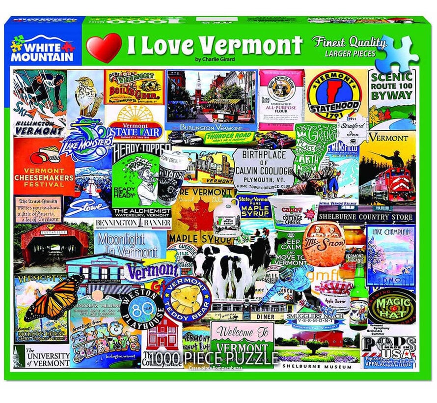 White Mountain I Love Vermont Puzzle 1000pcs