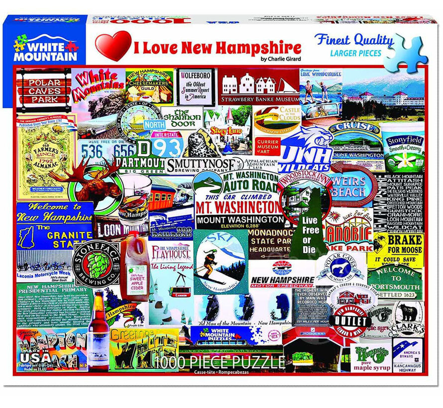 FINAL SALE White Mountain I Love New Hampshire Puzzle 1000pcs