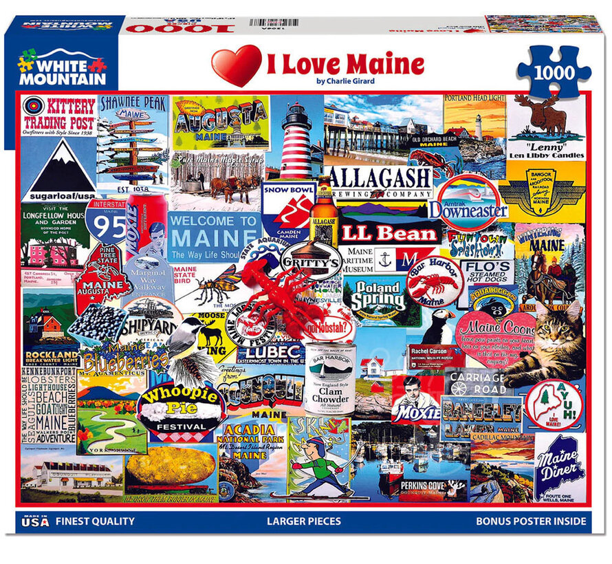 White Mountain I Love Maine Puzzle 1000pcs