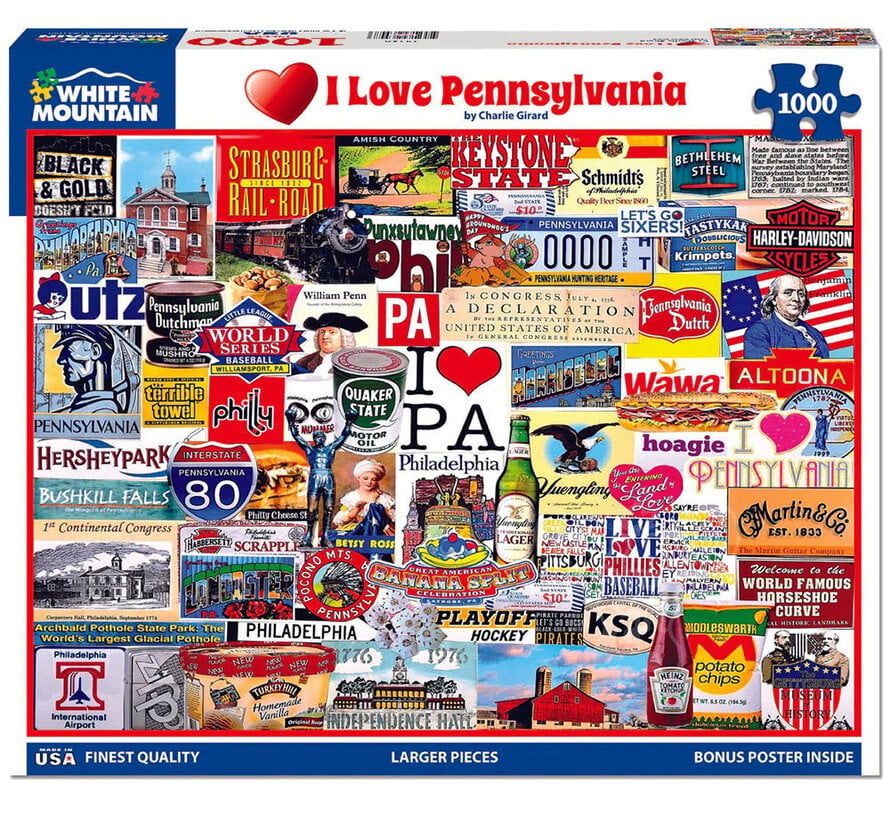 White Mountain I Love Pennsylvania Puzzle 1000pcs