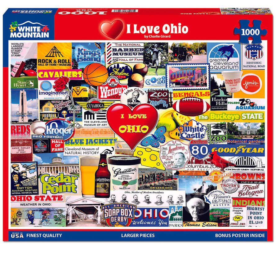 FINAL SALE White Mountain I Love Ohio Puzzle 1000pcs