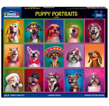 White Mountain White Mountain Puppy Portraits Puzzle 500pcs