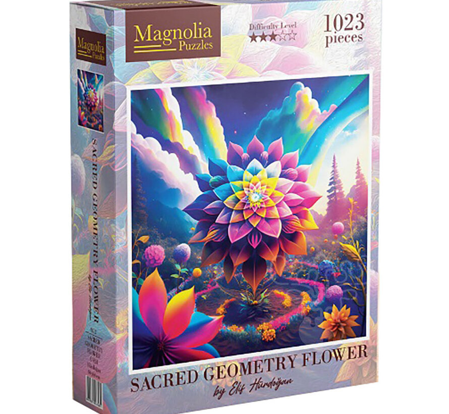 FINAL SALE Magnolia Sacred Geometry Flower Puzzle 1023pcs