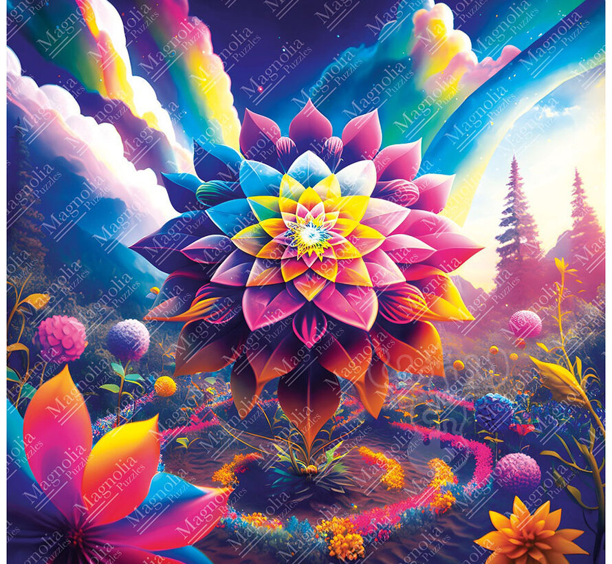 FINAL SALE Magnolia Sacred Geometry Flower Puzzle 1023pcs