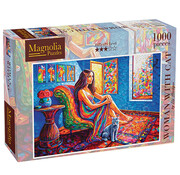 Magnolia Puzzles FINAL SALE Magnolia Woman with Cat Puzzle 1000pcs