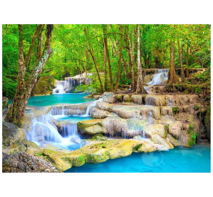 Enjoy Turquoise Waterfall, Thailand Puzzle 1000pcs