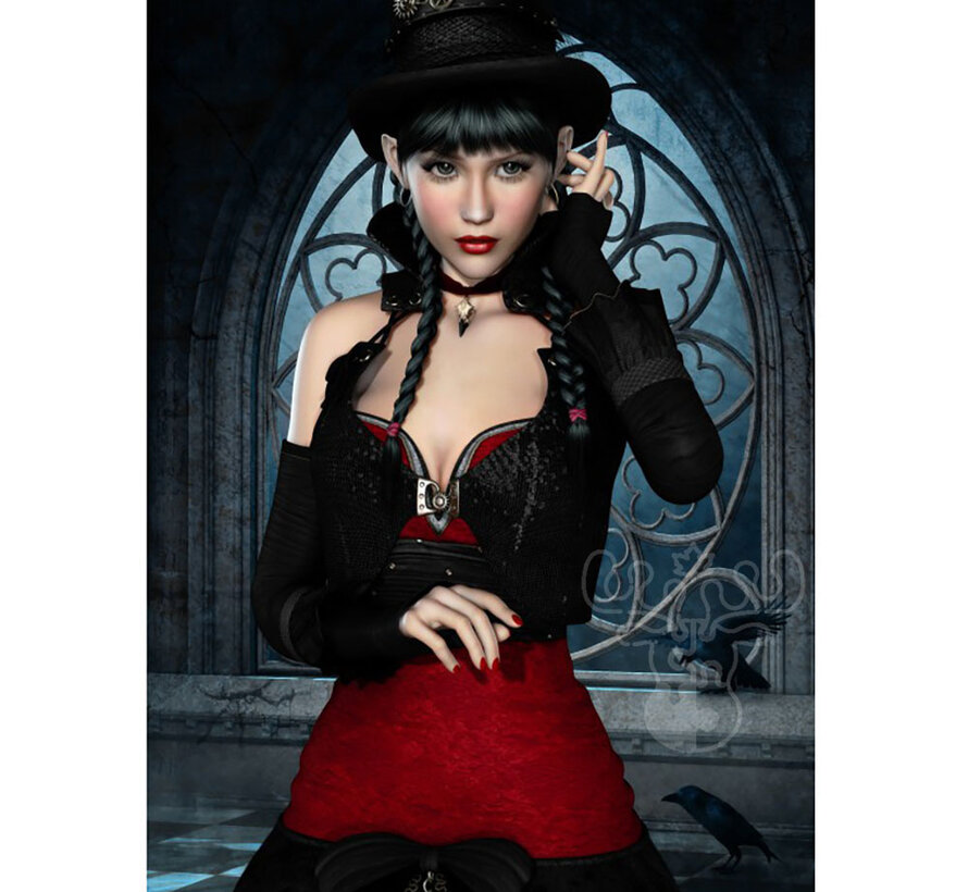 Grafika Femme Gothique aux Corbeaux (Gothic Woman) Puzzle 1000pcs