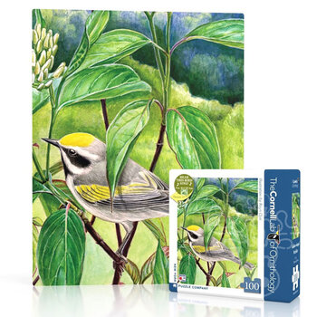 New York Puzzle Company New York Puzzle Co. Cornell Lab: Golden-winged Warbler Mini Puzzle 100pcs