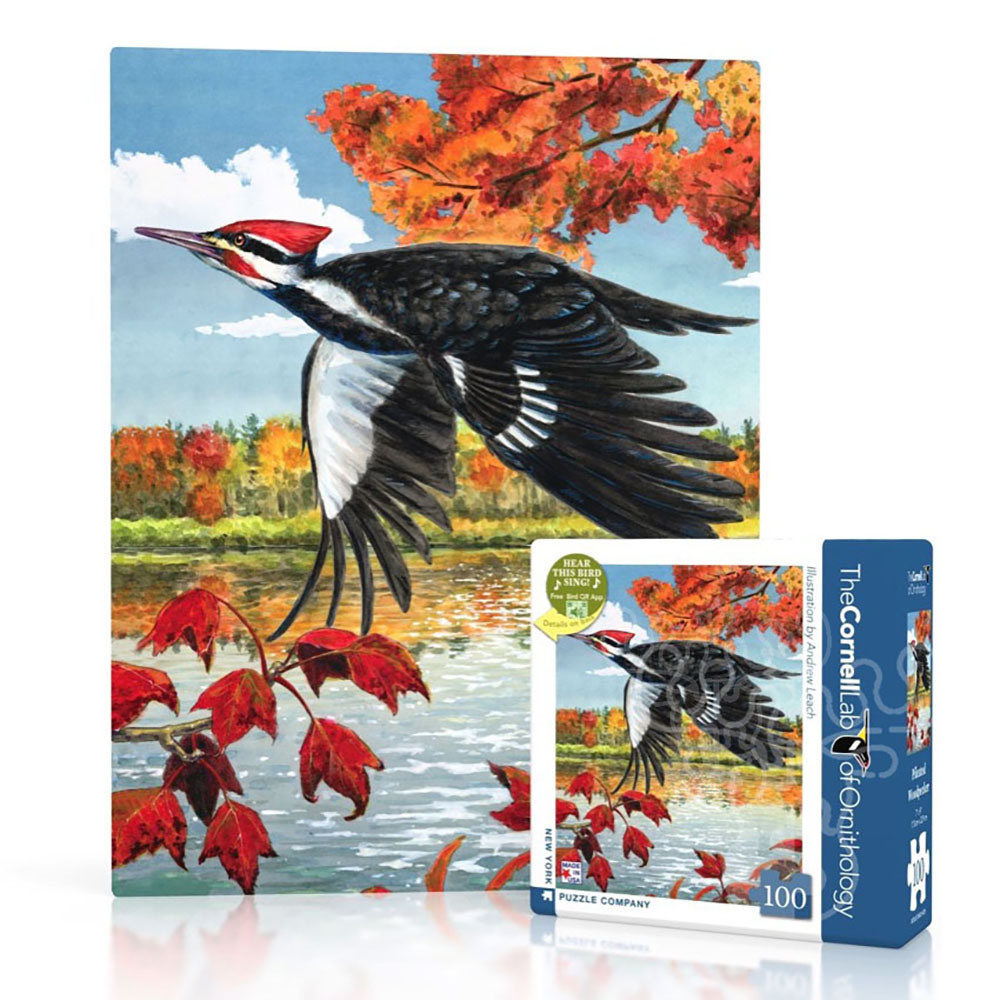 New York Puzzle Co. Cornell Lab: Pileated Woodpecker Mini Puzzle 100pcs