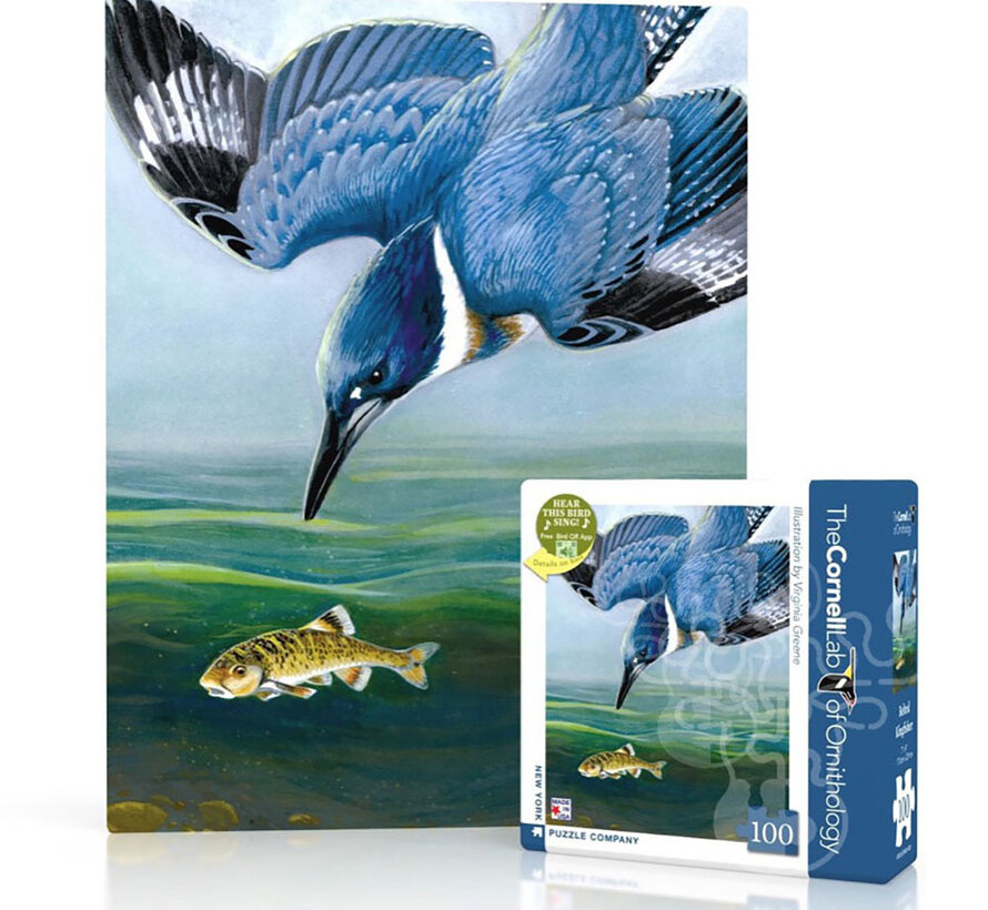 New York Puzzle Co. Cornell Lab: Belted Kingfisher Mini Puzzle 100pcs