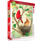 New York Puzzle Company New York Puzzle Co. Cornell Lab: Northern Cardinals Puzzle 500pcs