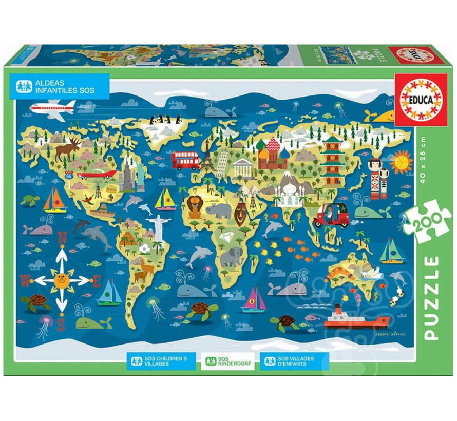 Educa World Map Puzzle 200pcs