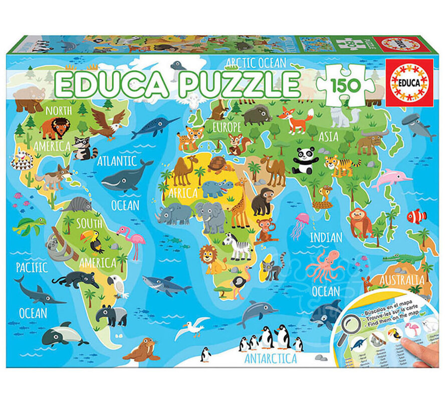 Educa Animals World Map Puzzle 150pcs