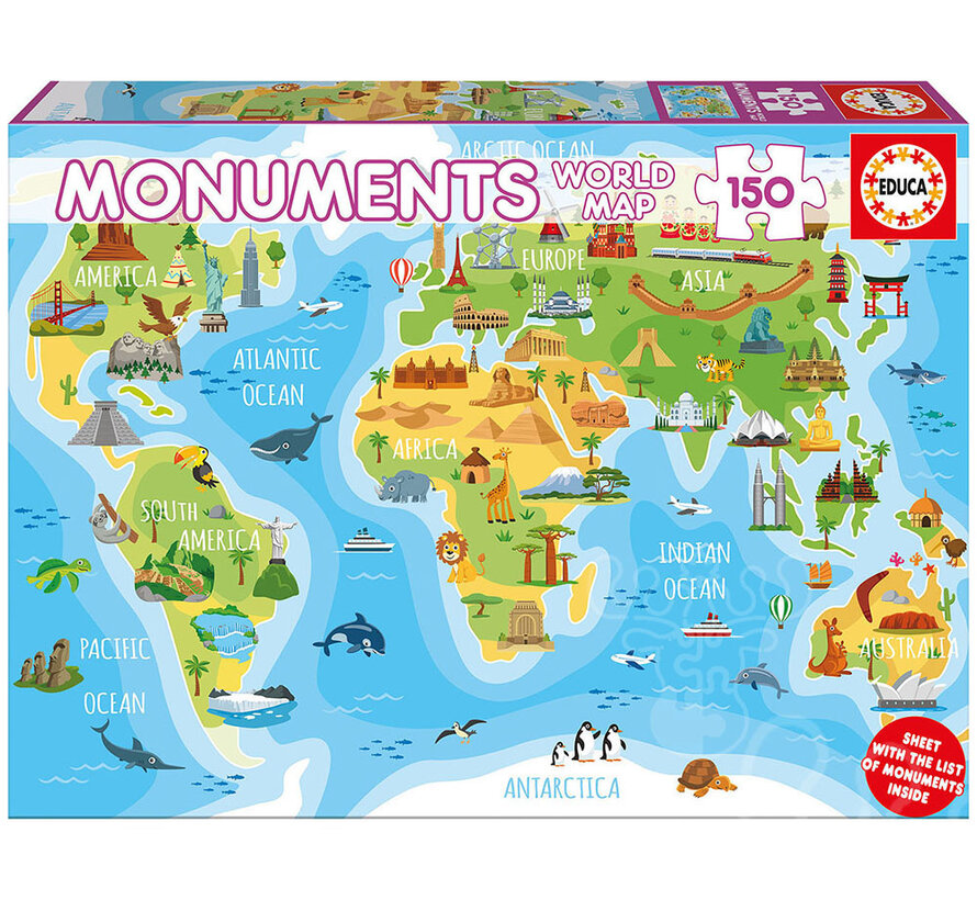 Educa Monuments World Map Puzzle 150pcs
