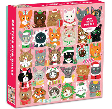 Galison Galison Festive Fur Balls Puzzle 500pcs