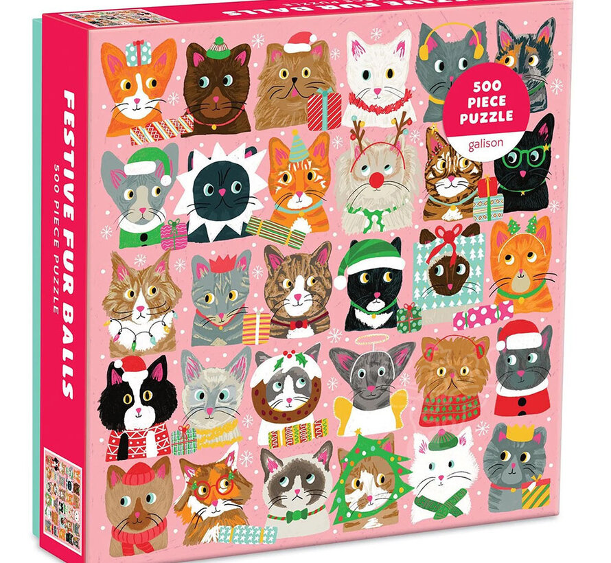 Galison Festive Fur Balls Puzzle 500pcs