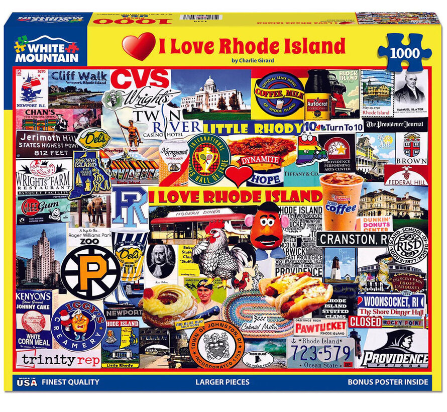 White Mountain I Love Rhode Island Puzzle 1000pcs