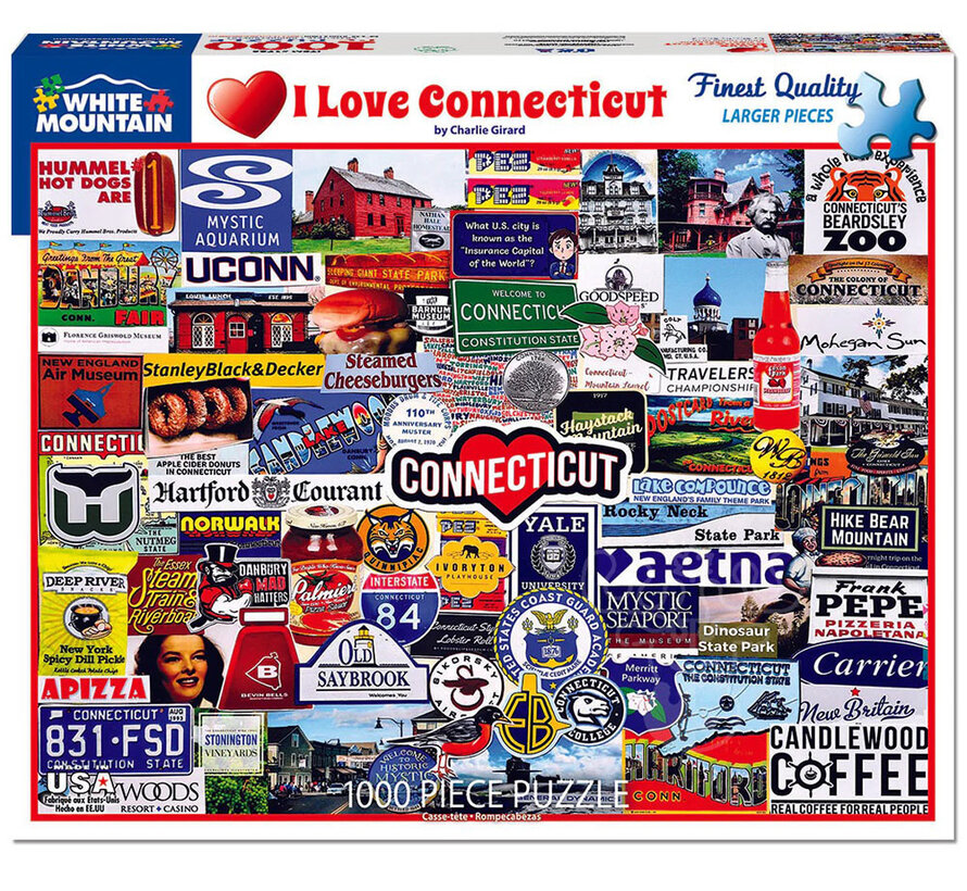 FINAL SALE White Mountain I Love Connecticut Puzzle 1000pcs
