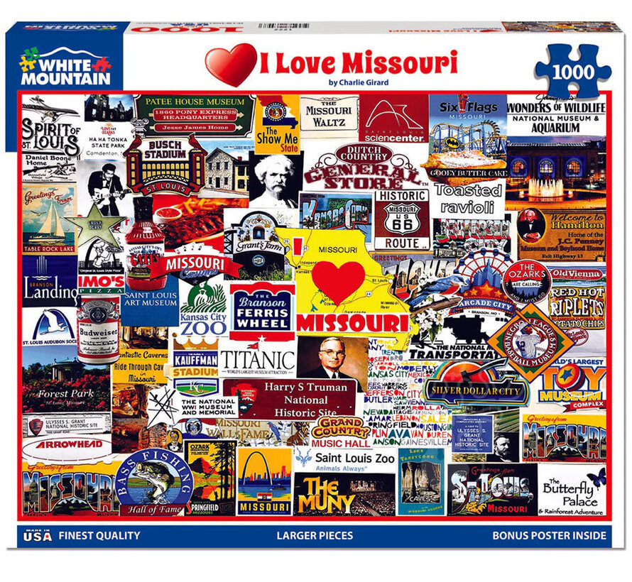 FINAL SALE White Mountain I Love Missouri Puzzle 1000pcs