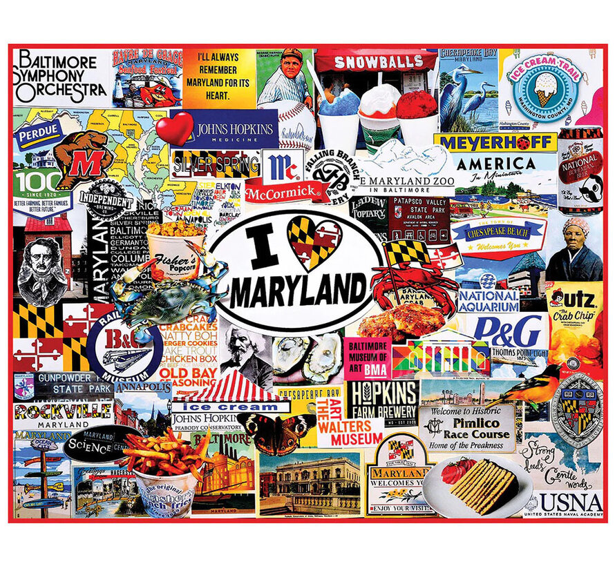 FINAL SALE White Mountain I Love Maryland Puzzle 1000pcs