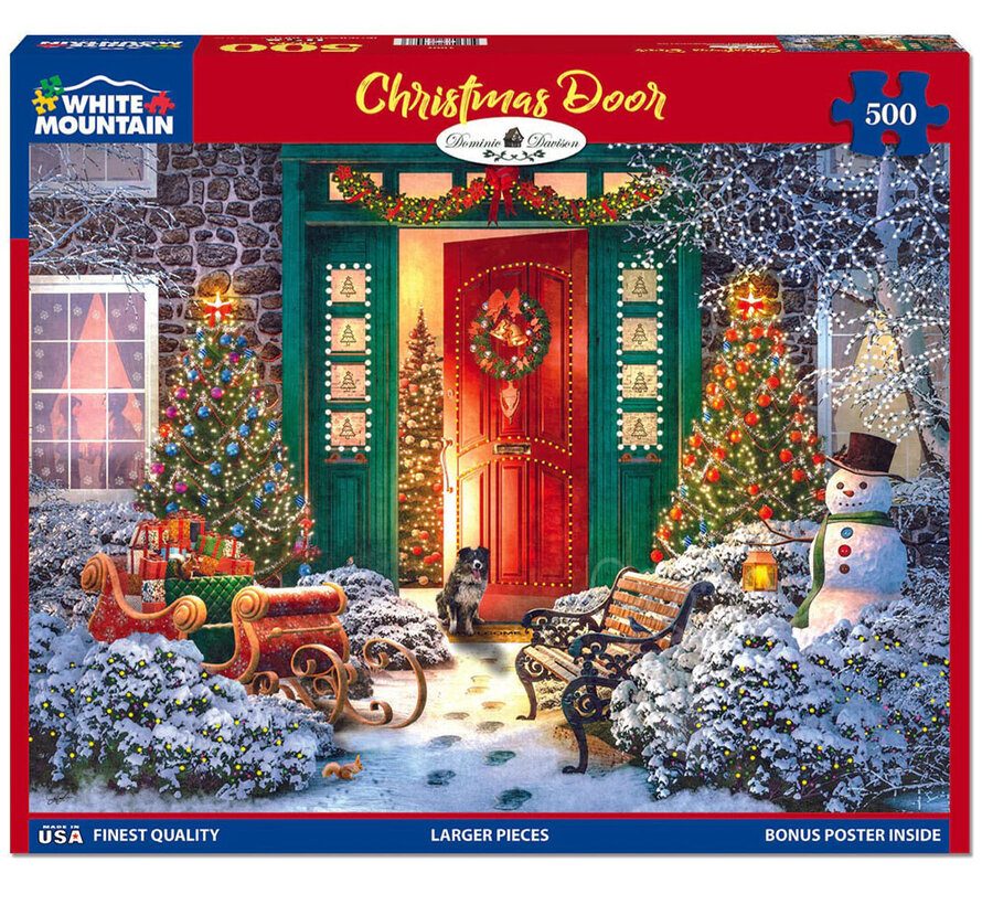 White Mountain Christmas Door Puzzle 500pcs