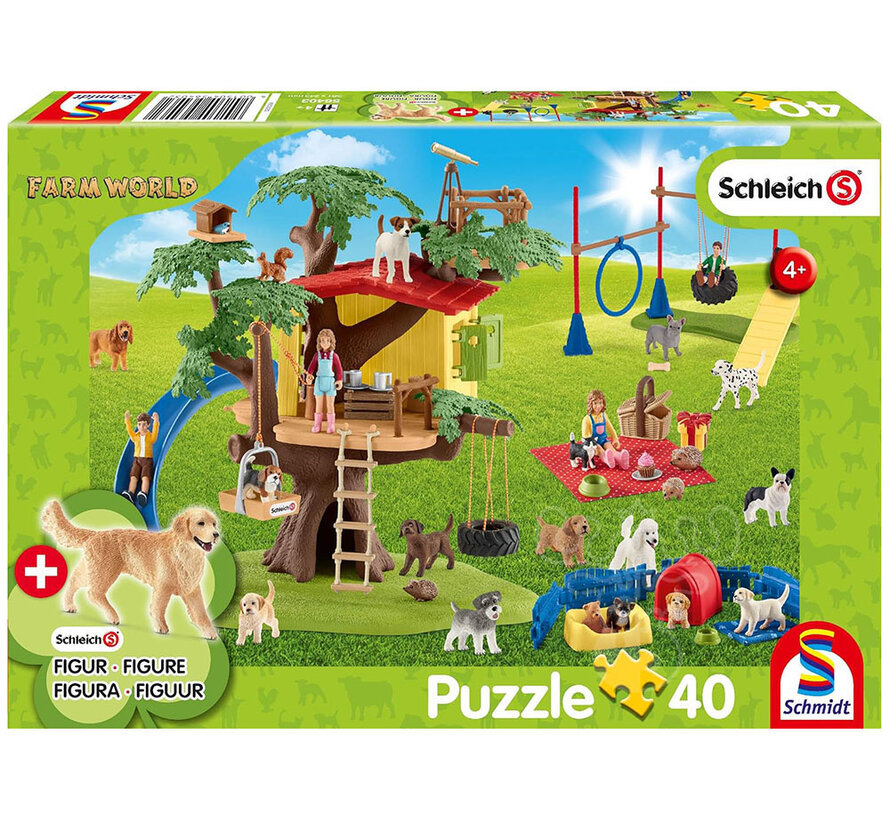 Schmidt Happy Dogs Puzzle 40pcs includes 1 Schleich Animal