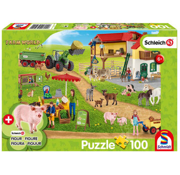 Schmidt Schmidt Farm and Farm Shop Puzzle 100pcs includes 1 Schleich Animal