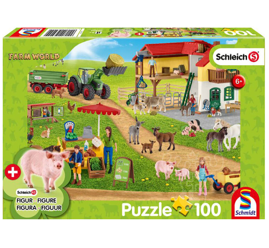 Schmidt Farm and Farm Shop Puzzle 100pcs includes 1 Schleich Animal