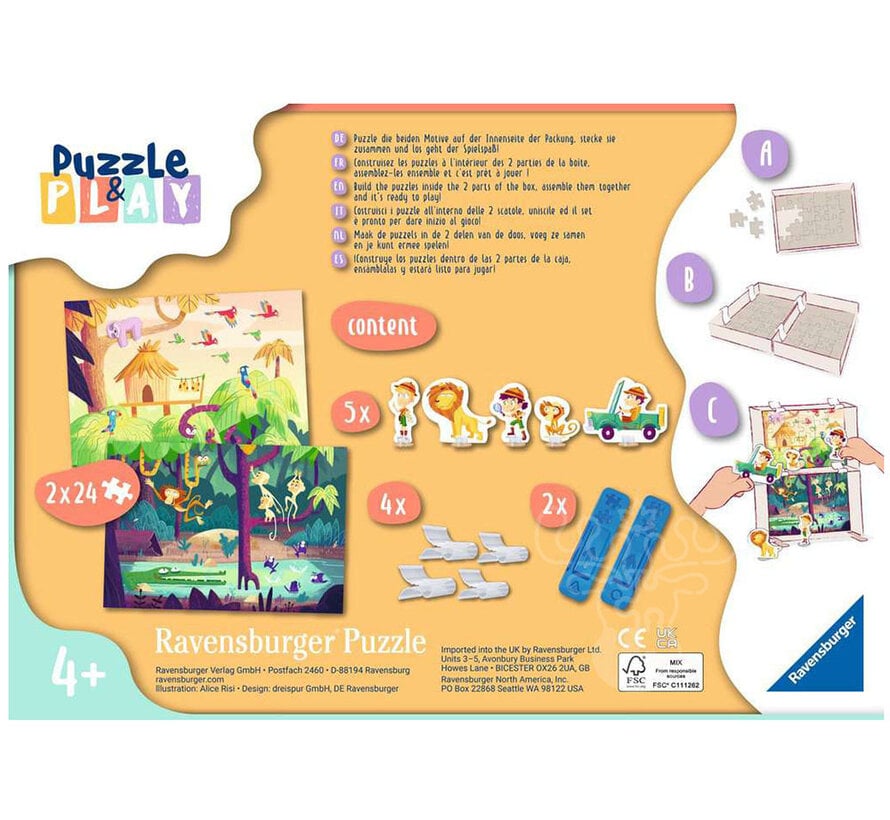Ravensburger Puzzle & Play: Jungle Exploration Puzzle 2 x 24pcs