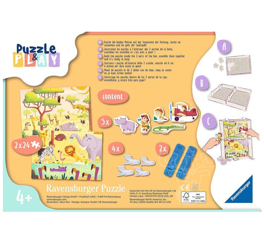 Ravensburger Puzzle & Play: Safari Time Puzzle 2 x 24pcs
