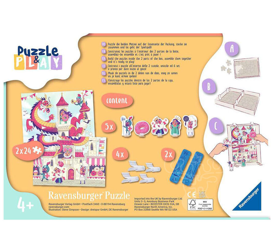 Ravensburger Puzzle & Play: The Donut Dragon Puzzle 2 x 24pcs