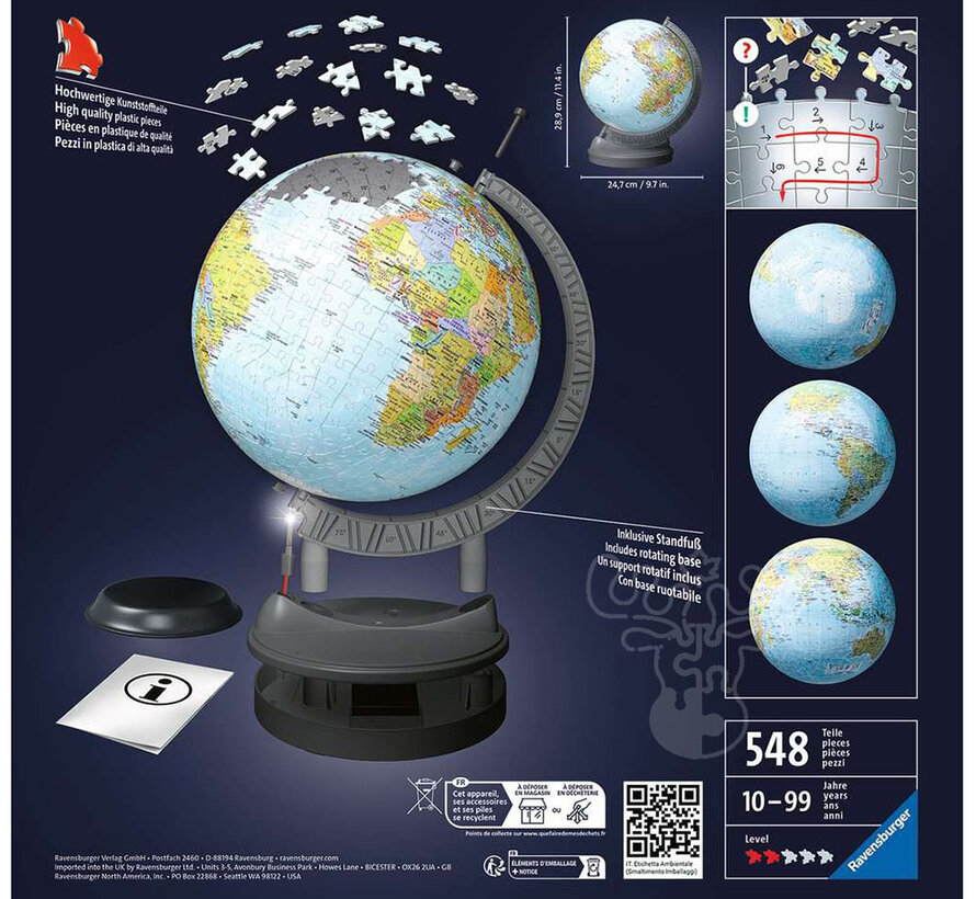 Ravensburger 3D Light Up Globe Puzzle 540pcs