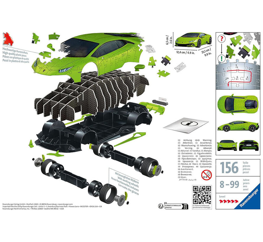 Ravensburger 3D Lamborghini Huracan Verde Puzzle 108pcs