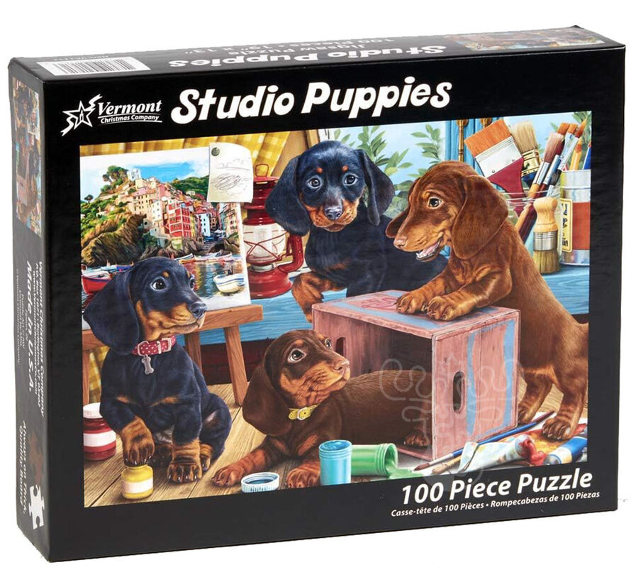Vermont Christmas Co. Studio Puppies Puzzle 100pcs