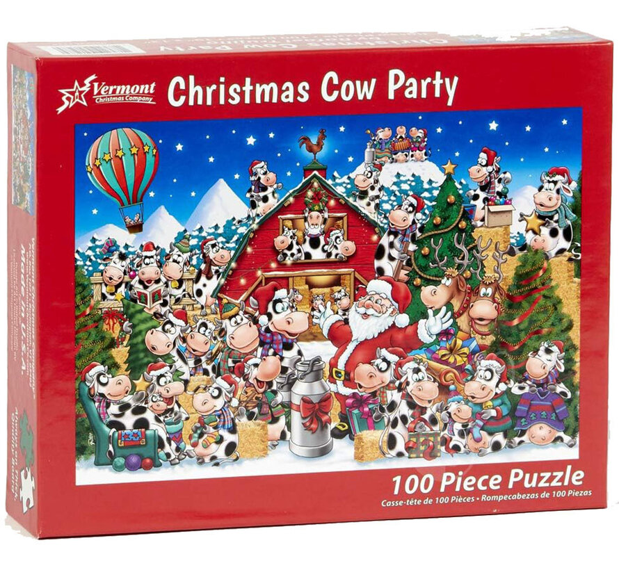 Vermont Christmas Co. Christmas Cow Party Puzzle 100pcs