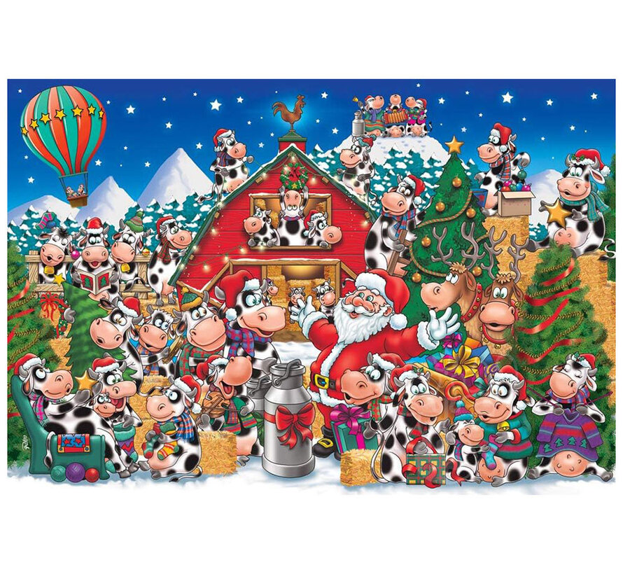 Vermont Christmas Co. Christmas Cow Party Puzzle 100pcs