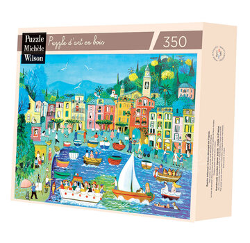 Puzzle Michèle Wilson Michèle Wilson Puppo: Portofino, The Harbor Wood Puzzle 350pcs