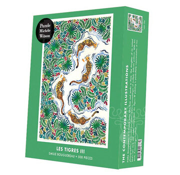 Puzzle Michèle Wilson Michèle Wilson Contemporary Illustrations Bouguereau: Les tigres III Wood Puzzle 500pcs