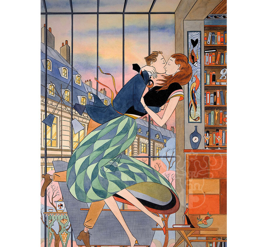 Michèle Wilson Contemporary Illustrations Bruchon: The Kiss Wood Puzzle 500pcs