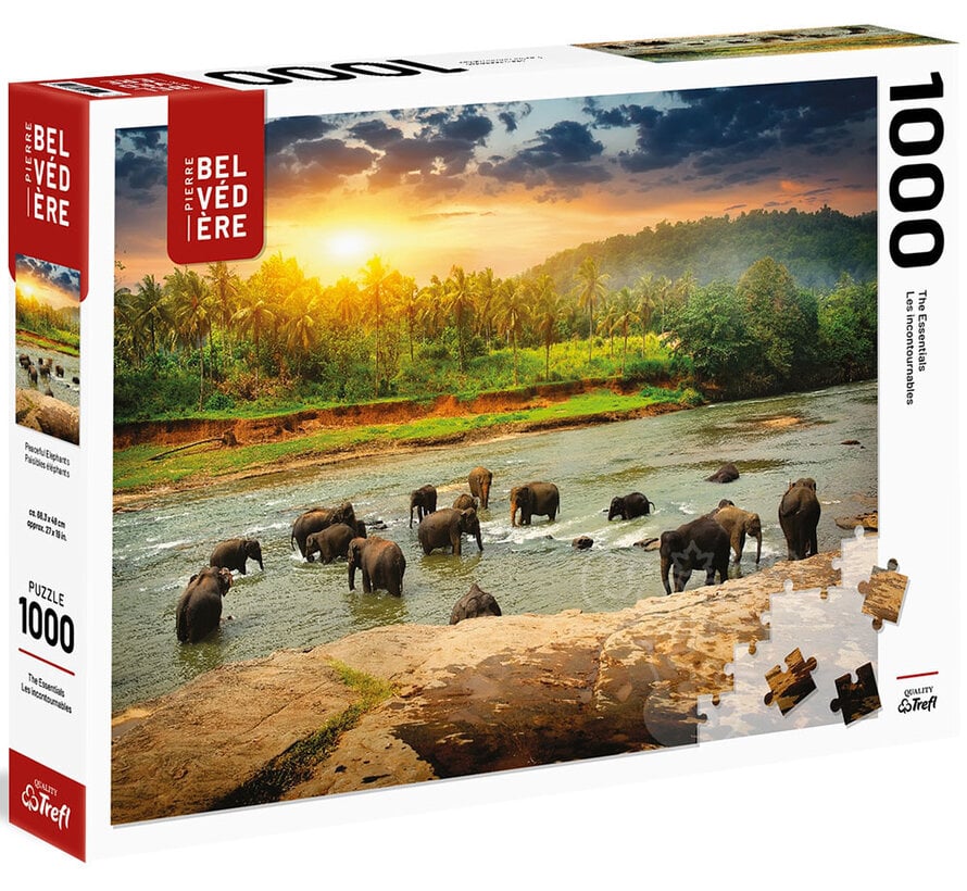 FINAL SALE Pierre Belvedere Peaceful Elephants Puzzle 1000pcs