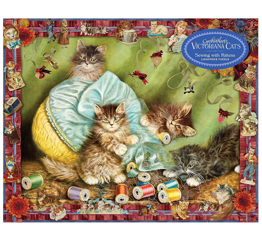 Workman Cynthia Harts Victoriana Cats: Sewing With Kittens Puzzle 1000pcs