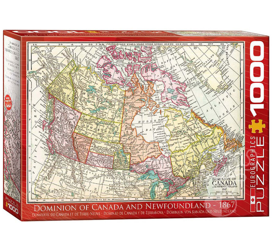 Eurographics Dominion of Canada and Newfoundland Antique Map Puzzle 1000pcs RETIRED