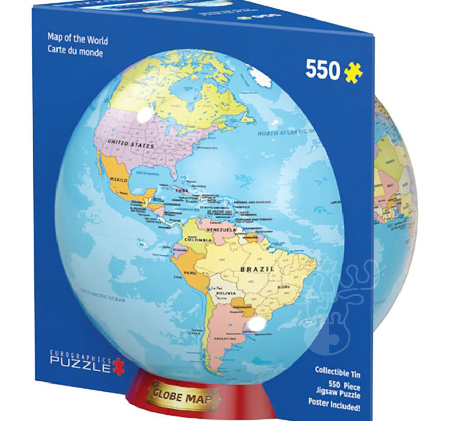 Eurographics Map of the World Puzzle 550pcs in a Shaped Tin