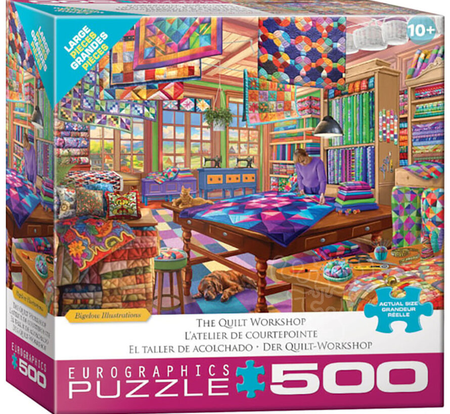 Eurographics Bigelow Illustrations: The Quilt Workshop Large Pieces Family Puzzle 500pcs