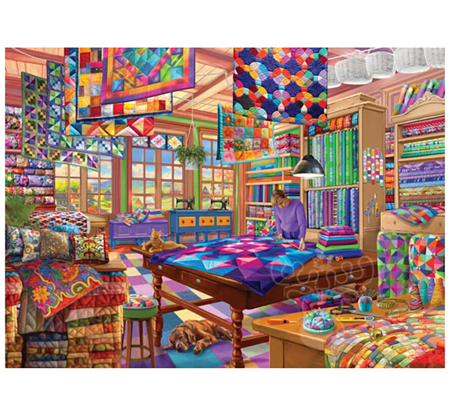 Eurographics Bigelow Illustrations: The Quilt Workshop Large Pieces Family Puzzle 500pcs